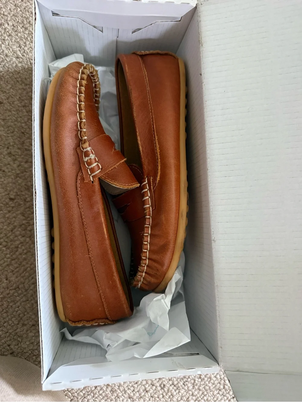 Elephantito Tan/Brown Leather Penny Loafers for Kids